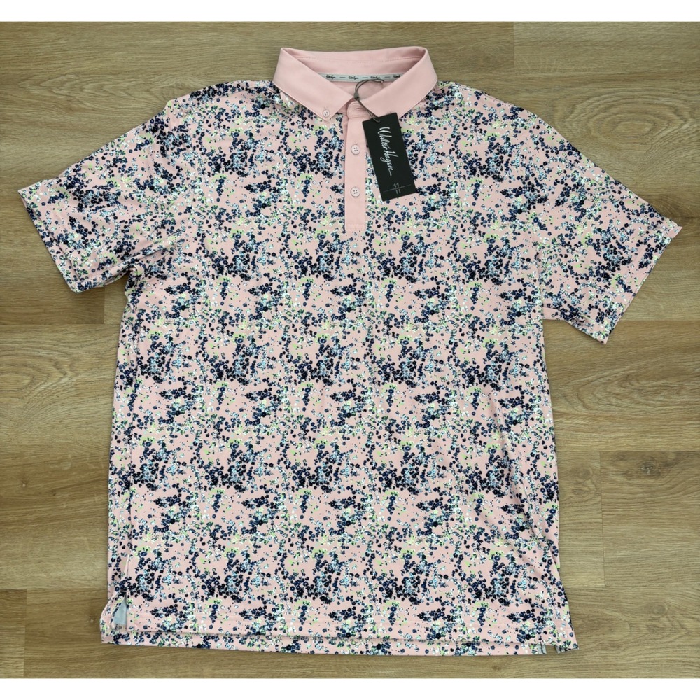NWT Men's Hagen Mens Performance 11 Garden Party Polo - XL - Pink Floral